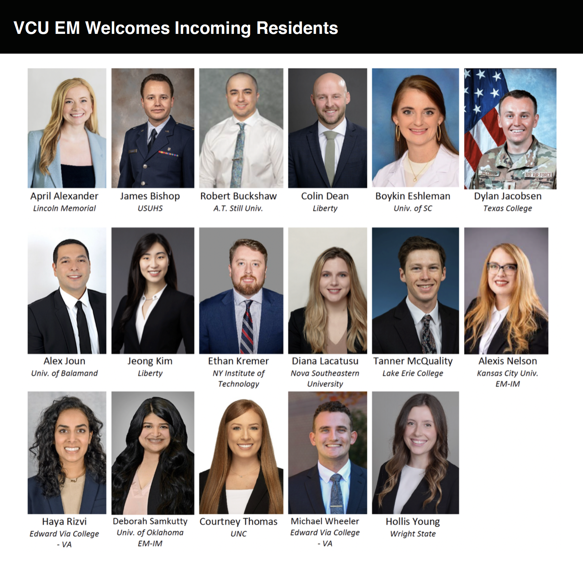 VCU EM Welcomes Incoming Residents from 2024 Match!